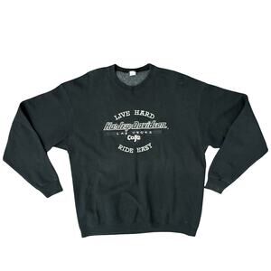 Harley Davidson Vintage Black Embroidered Las Vegas Cafe Crew Sweatshirt Sz XXL